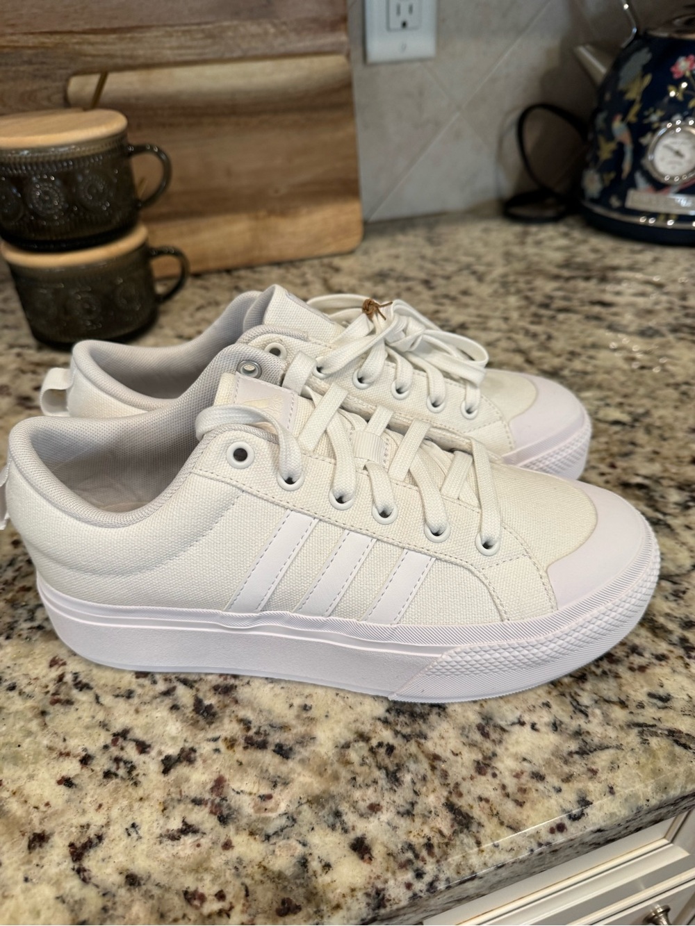 adidas All-White Canvas Platform Sneakers - Picture 3 of 6